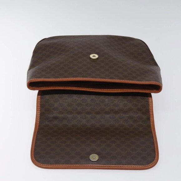 CELINE Macadam Canvas Hand Bag PVC Leather Brown Gold Auth - Picture 8 of 16